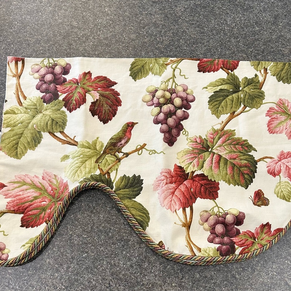 Floral Fruit  and Bird Patterned Valance Curtain Topper